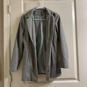 Gray Long Blazer Open Front